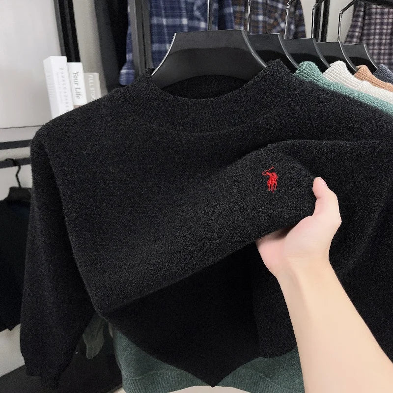 High Quality Brand Fashionable Men's Classic Pony Embroidery Knitted Sweater Hot Selling Autumn Winter New Comfortable Pullover