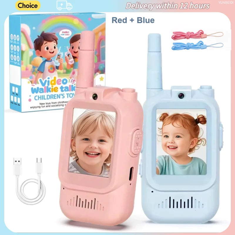 2PCS Kids Video Walkie Talkies HD Video Call Type-C Charging Intercom Toys No SIM Card Indoor Birthday Gift for Boys Girls Age3+