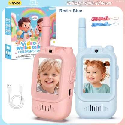 2PCS Kids Video Walkie Talkies HD Video Call Type-C Charging Intercom Toys No SIM Card Indoor Birthday Gift for Boys Girls Age3+