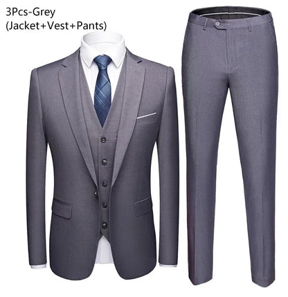 Suit Men Elegant For Wedding 3 Pieces 2 Set Jackets Vest Pants Blazers Groom's Formal Full Business Coats 2025 Costume