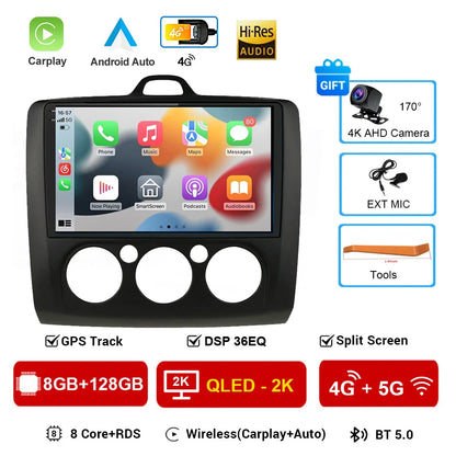 For ford focus 2 Mk2 2004-2008 2009 2010 2011 Android Auto GPS 2din autoradio GPS 2din DVR Android 16 Car Radio 4G+WIFI Carplay