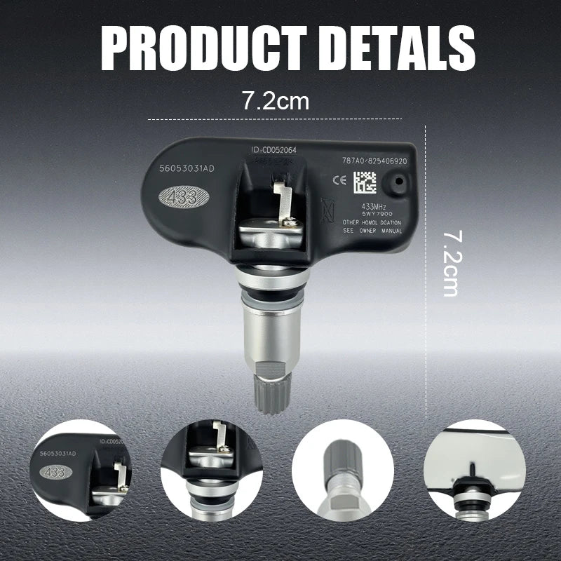 1/4PCS 433MHZ Tire Pressure Sensor TPMS Fit For Dodge Journey Jeep Compass Chrysler 300C Replacement For 56053031AD