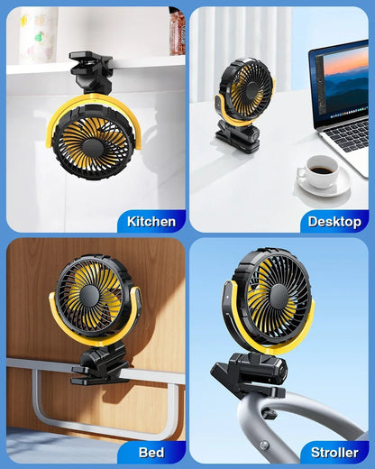 Summer Car Electric Fan Adjustable Speed Cooling Fan With Clip 2000mAh Rechargeable Air Cooler Fan Home Outdoor Travel