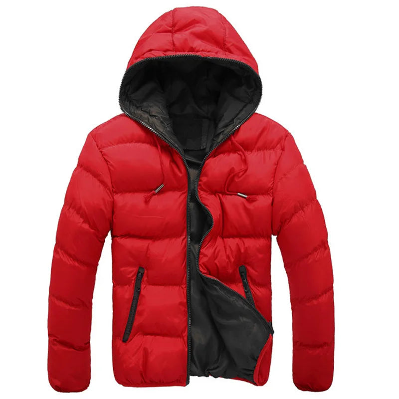 2024 Men's Casual Jacket Cotton Parka Coat Autumn Winter Thin Hooded Cotton Padded Jacket Windproof Outdoor Travel Outwear