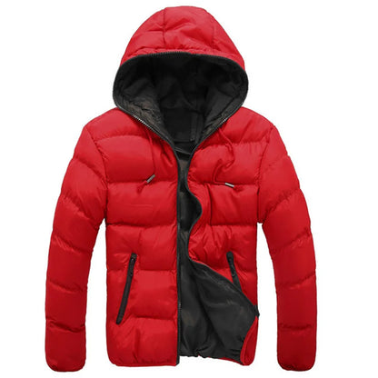 2024 Men's Casual Jacket Cotton Parka Coat Autumn Winter Thin Hooded Cotton Padded Jacket Windproof Outdoor Travel Outwear
