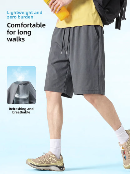 Jeanswest Life Men's Ice Silk Shorts Summer Loose Large Size Quick Dry Five-Quarter Length Casual Sporty Trousers