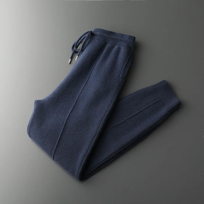 Men's Cashmere Pants Smart Casual Pencil Pants Autumn Winter Thick Soft Warm Trousers 100% Merino Wool Knit Pants Korean Style