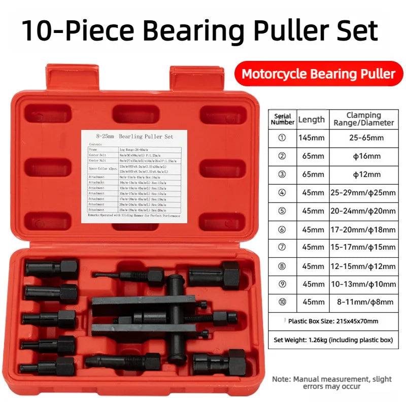 10Pcs 8-25MM Blind Internal Bearing Removal Tool Two Jaw Inner Insert Motorcycle Bearing Disassembly Tool Set
