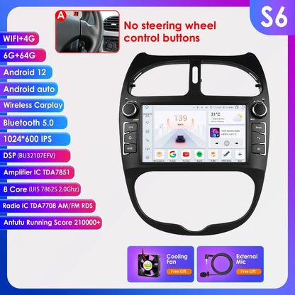 Android 14 Car radio for PEUGEOT 206 206CC 206SW 2000-2005 2006 2007 2008 Multimedia player GPS navi Video 7862 2din Autoradio