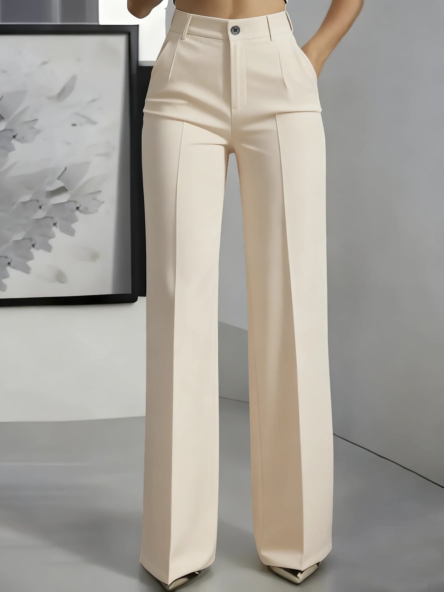 New 2025 Women's High-Waisted Draped Straight-Cut Suit Pants Simple European American Cross-Border Fashion for Women