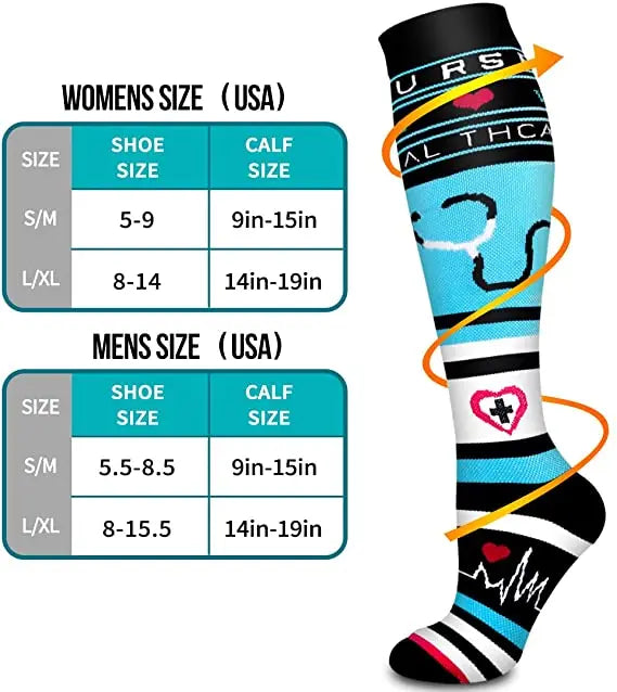 1Pair New Compression Stockings 20-30Mmhg Knee High Sports socks Fit Medical Varicose Veins Pregnant  Edema Diabetes Circulation