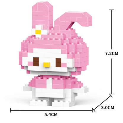 Cartoon Anime Hello Kitty Panda Refrigerator Magnet Blocks Kuromi My Melody Cinnamoroll Building Blocks Toy Kids Birthday Gift