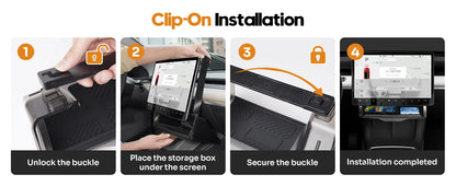 TEEQ Center Under Screen Storage For Tesla Model 3 Highland Model Y Tray Storage Box Behind The Screen Storage Box Accessories