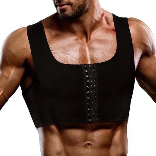 Men's Post-Surgery Compression Vest Liposuction Shapewear Body Cinching Zipper Tummy Tuck Garment Top for Recovery