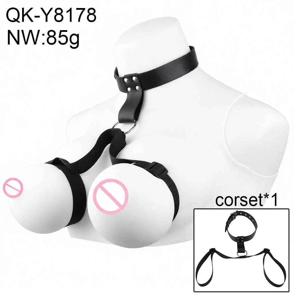 QKKQ Chest Harness Belt PU Leather And Webbing Erotic Bra Breast Flirting Chest Binder Breast Bondage BDSM Sex Toys For Women