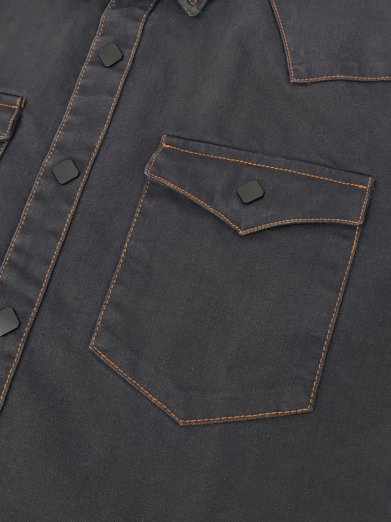Men's Denim Shirt for Spring and Autumn, Vintage Topstitch Work Shirt, Handwashed Distressed Long Sleeve Shirt, Western Cowboy S