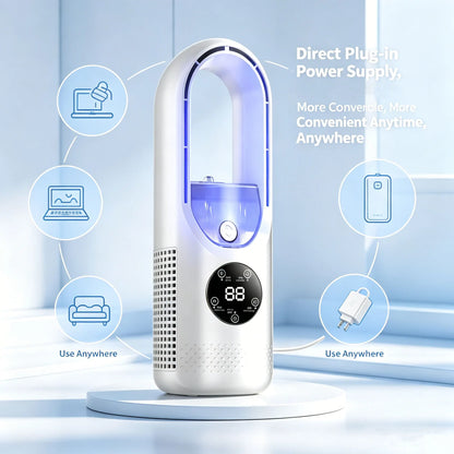 Desktop Cooling Fan Humidifier 2 In 1 Silent Circulation Air Cooler With RGB Light Touch LED Display For Office Bedroom Dorm
