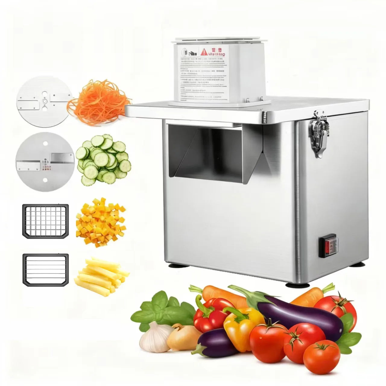 Electric Vegetable Cube Cutting Machine Fruit Slicer Cutting Strip Dice Food Processor With 3,4,5Blades