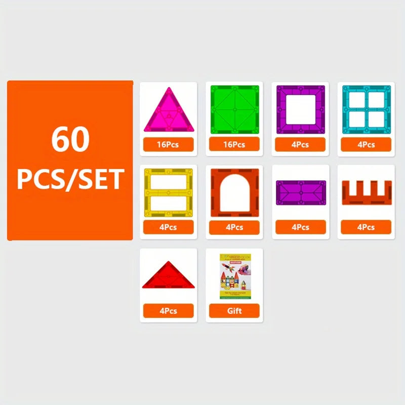 Magnetic Building Blocks Set Magnetic Tiles Magnet Sheet Construction Building Puzzle Boys Girls Children Montessori Toys Gifts