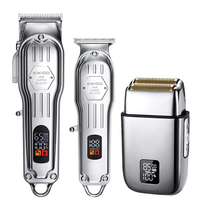 KIKIDO Professional Cordless Hair Clipper SH-2575T LCD Display Barber Trimmer Kit for Men Rechargeable 6 Combs