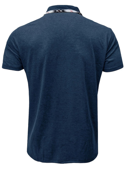 1XL-6XL Summer Plus Size Men's Short-Sleeve Polo Shirt Casual Solid Color Collared Pullover Henley Shirt with Pockets