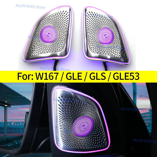 64 Colors LED 3D Speaker Tweeter Cover For Mercedes Benz W167 GLE GLS Class AMG 2020 GLE53  Metal Ambient Light Decorative Cover