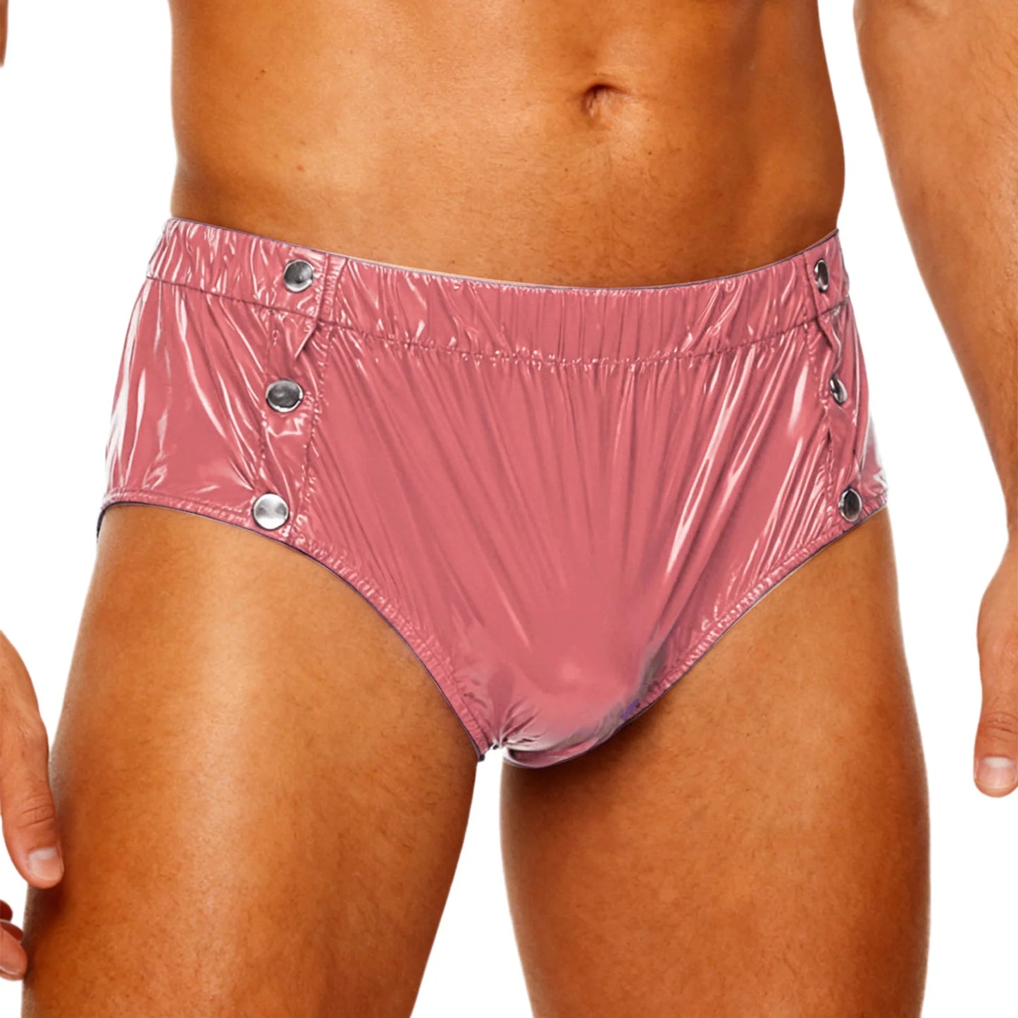 Mens Waterproof Diaper Cover Panties Elastic Waistband Glossy Briefs Leakproof Elderly Special Needs Adaptive Underwear Swimwear