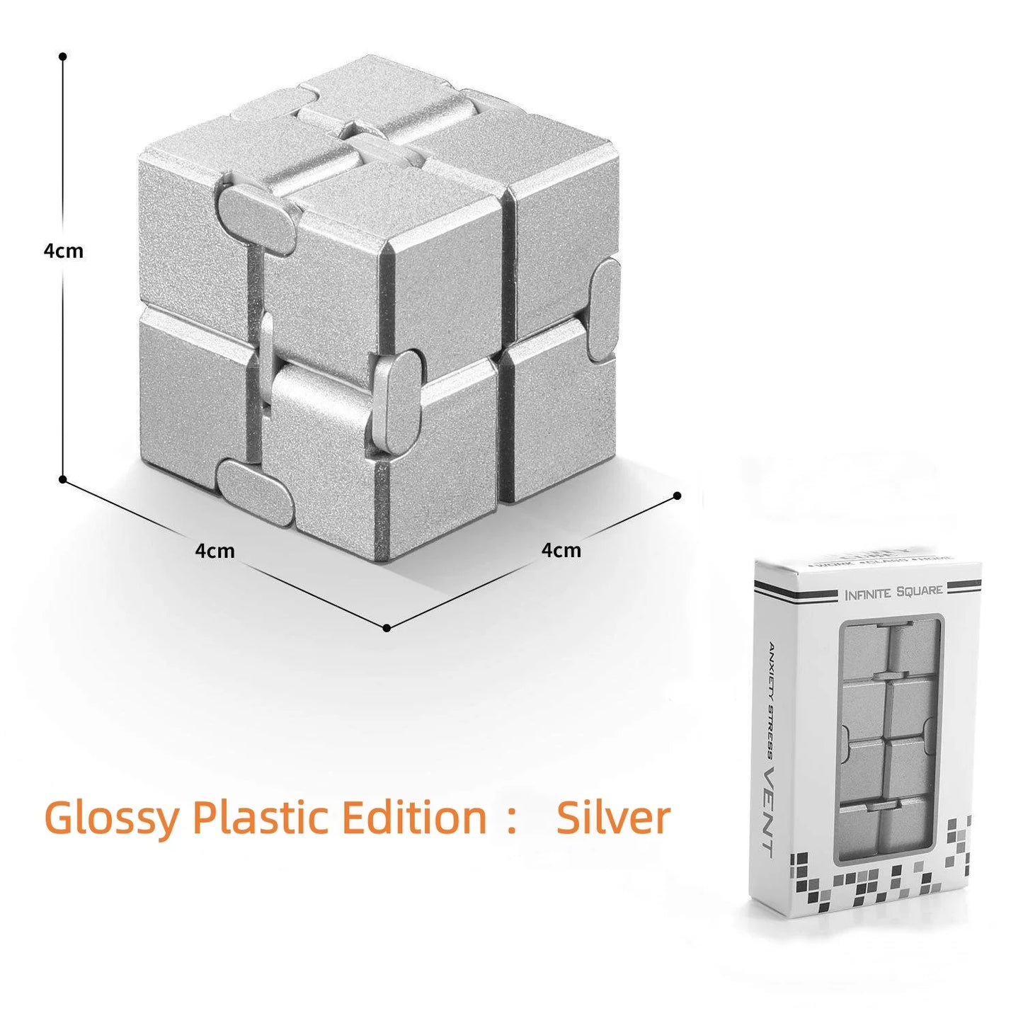 Alloy & Plastic Infinity Cube Fidget Toy Sensory Stress Relief Anti-Anxiety Fidget Toy Collapsible Infinite Flip Calming Gadget