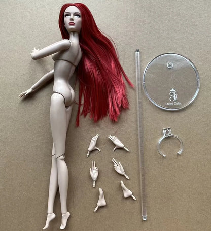 1/6 Female Super Model DC Doll Head Body Figure With Good Makeup Heads With 2 Pairs Hands 1 Feet and Clear Doll Stands