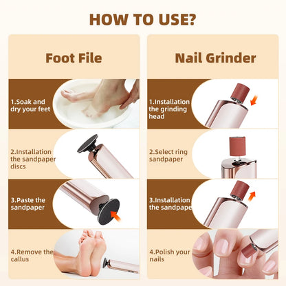 Aluminum Alloy Rechargeable Electric Callus Remover Cordless Foot File Sander for Dead Skin Care Pedicure Tool Home Use