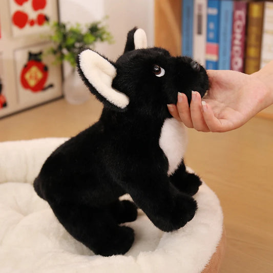Black Bulldog Plush Toy Stuffed Puppy Doll Cuddly Pillow Dog Room Decor Xmas Birthday Gift Cartoon Animal Simulation