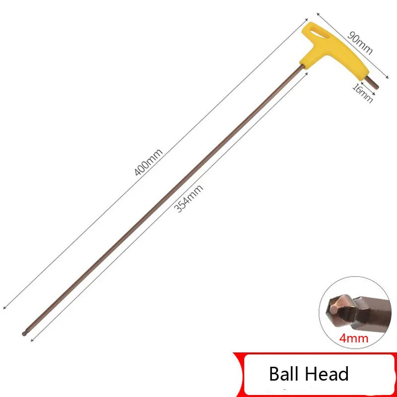 400mm Length 3-10mm Hex Key Wrench  T-Handle Spanner Flat/Ball Head Socket Screwdriver Allen Hex Wrench Hand Tool Extra Long Arm