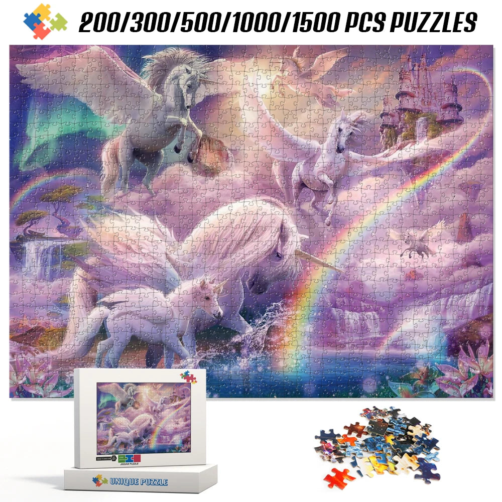 Hd Printing Unicorn Jigsaw Puzzle 300 Pieces Mini Kids Educational Toy Adult Stress Relief Game Cartoon DIY Family Birthday Gift