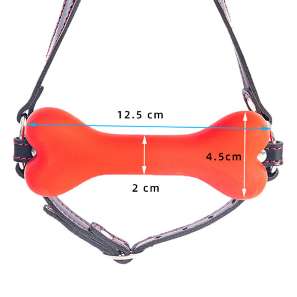 Leather Adjustable Harness with Nose Hook & Dog Bone Silicone Mouth Gag – Adult Sex Toy & Adult Game