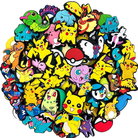 20-100Pcs Potdemiel Pokemon Series Shoe Charms For Slides Clog Sandals Shoes Decorations Accessories For Friend Party Gifts