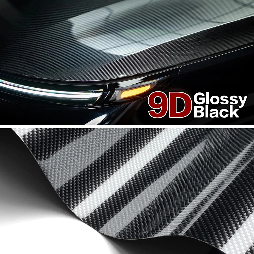 9D Carbon Fiber Vinyl Wrap Film Gloss Black Anti Scratch Waterproof Car Stickers DIY Protective Film Universal Auto Accessories