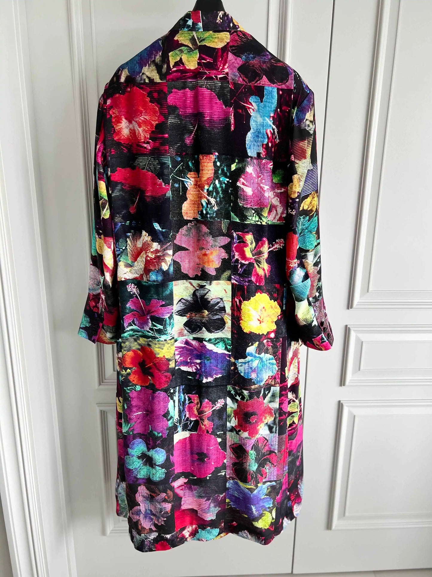 TOP-YAMAMOTO's original design, "Flower Encyclopedia", floral trench coat designer, Sangcan Silk Coat