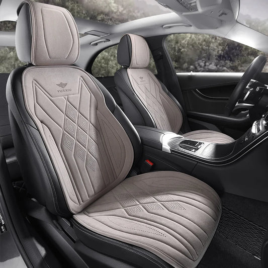Perforated Suede Seat Cover Universal Four Seasons Cars Seats Covers Breathable Seat Non-slip Luxury Car Rams Latex Seat Cover