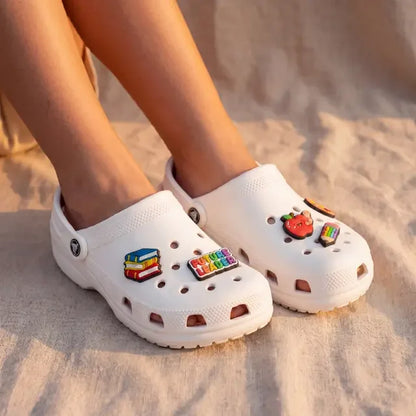 1-20pcs School Student Future Leader Book PVC Sandal Shoe Charms Buckle Clog Fit Wristbands Backpack Decorations Kid Party Gift