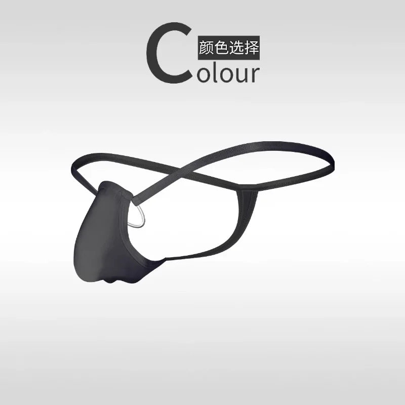 Men's Thongs Underwear Cock Ring Sissy Panties Temperament Sexy Bikini Seamless Penis Ring Perspective Lingeries