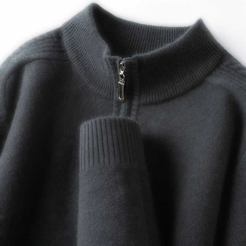 100% Virgin Wool Sweater Men's, 410g High-Neck Knit, Old Money Style, 4 Sizes Available High Quality Warmth