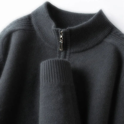 100% Virgin Wool Sweater Men's, 410g High-Neck Knit, Old Money Style, 4 Sizes Available High Quality Warmth