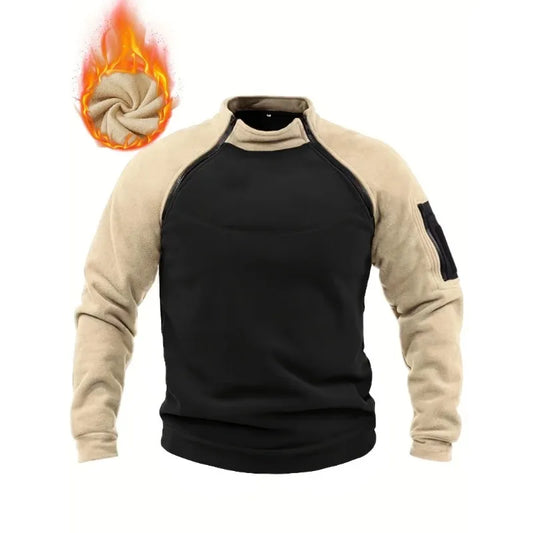 Men's Tactical Fleece Zipper Pullover Windproof Thermal Military Outdoor Winter Warm Hiking Sweatshirts Combat Training Sweater