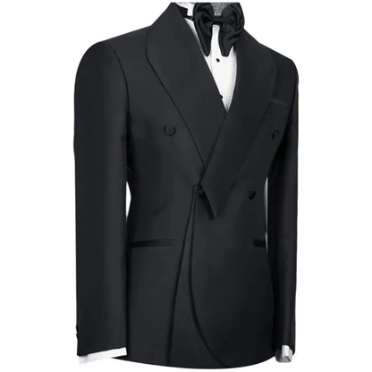 Black Suits For Men Shawl Lapel Formal 1 Piece Jacket Double Breasted Business Casual Groom Wedding Party Custom Made Blazer