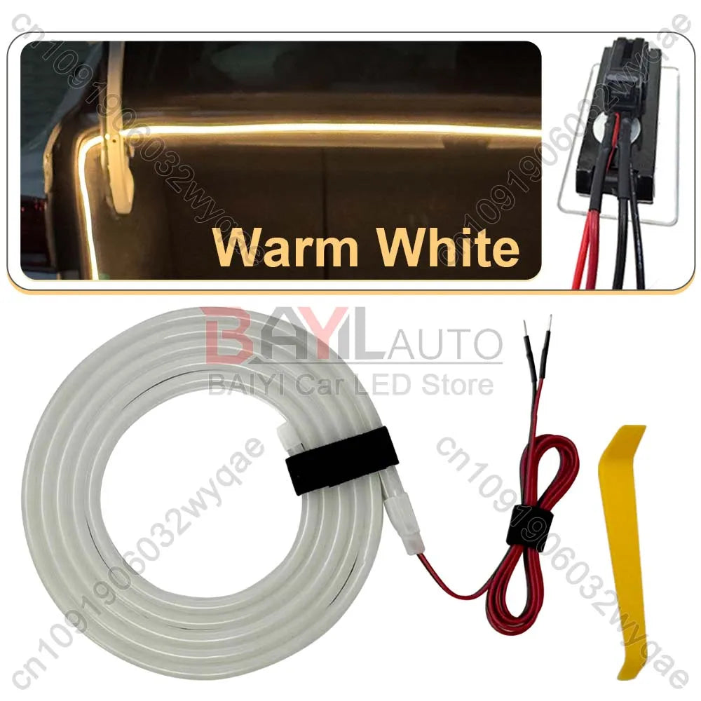 12V LED car atmosphere light, 200cm/420cm Car Universal trunk light bar, DIY can cut car tail lamp brightening Auto Accessories