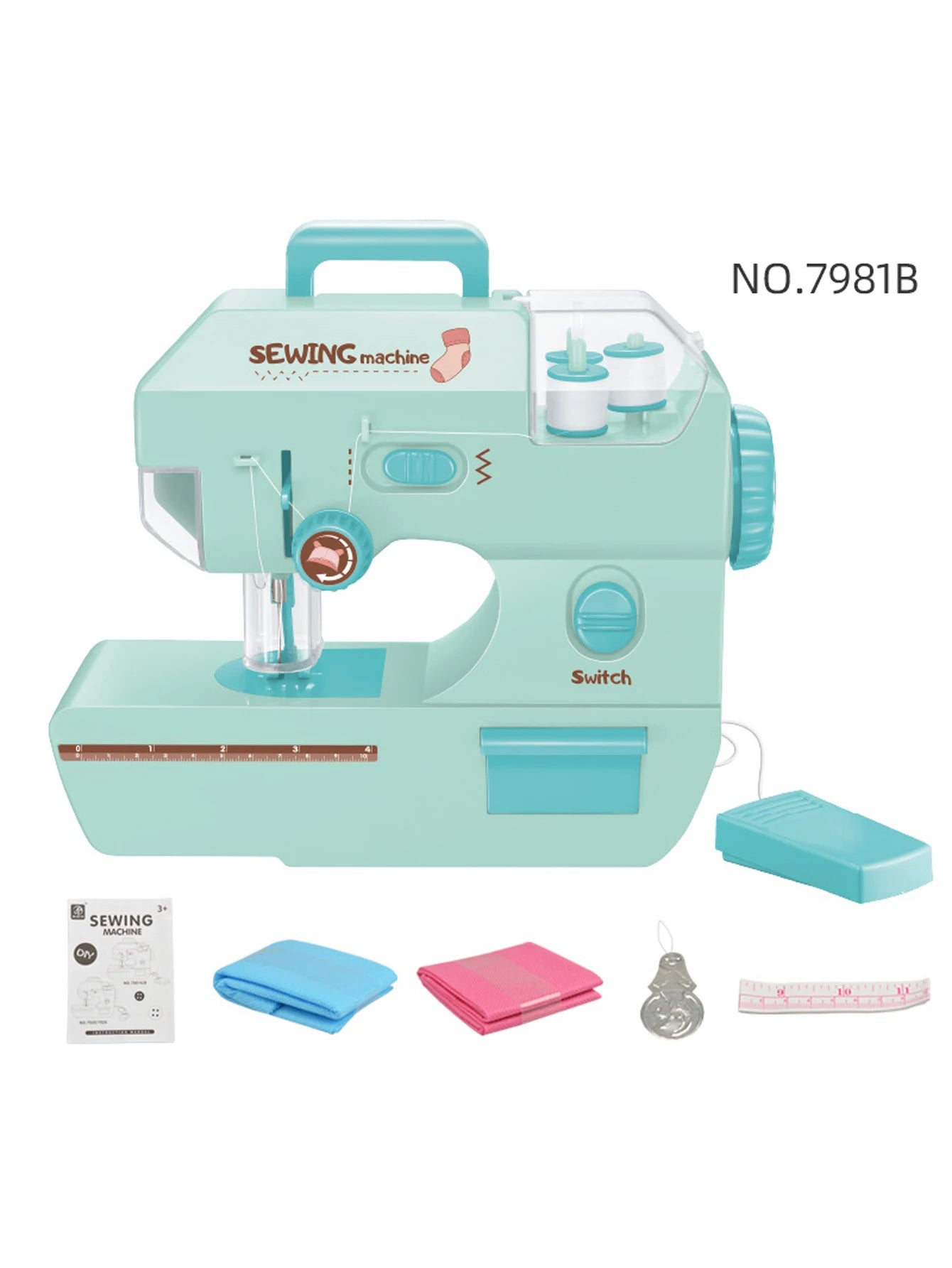 Mini Sewing Machine Toys for Kids, Electric Furniture Model Playing Home Toy with Lights DIY Simulation Sewing Gift for Children