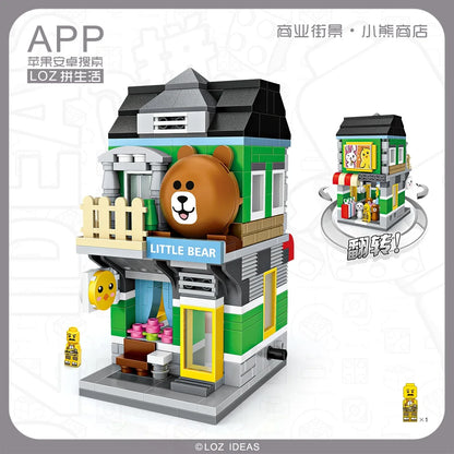 LOZ Blocks FUN Ideas Mini Street Store Toy Small Flower Pisa Shop Brinquedos MOC City House Food Building Bricks Girl Gifts