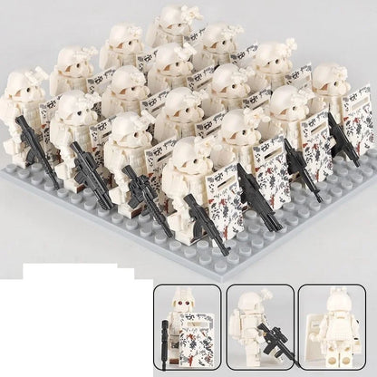 Building block riot police mini humanoid doll reloaded anti-virus ghost special police marine humanoid doll, cartoon toy gift