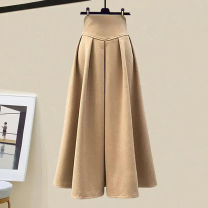 plus Size Winter Outfit 2023 New Style Slimming  Knot Sweater High Waist  Skirt Two Piece Set for plus Size Women