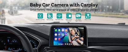 Ottocast Mini Pico 2in1 Wireless CarPlay Dongle Car Baby Safety Camera Pet Back Seat Camera Child Car Monitor For 99% of the car